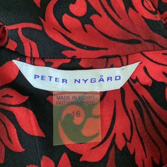 Peter Nygard Red/Black Print Sleeveless Ruched Waist V-Neck Dress in Size 16 - Picture 4 of 14